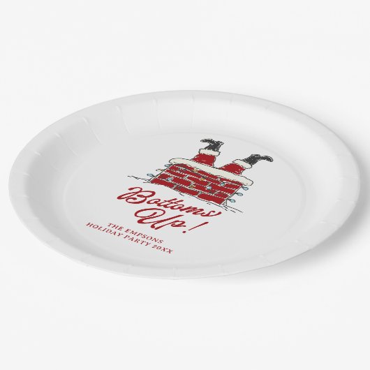 Santa Bottoms Up Funny Holiday Party Papieren Bordje (Gekanteld)