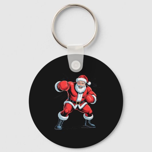 Santa Boxing Lover Funny Holiday Christmas Xmas Pa Sleutelhanger (Voorkant)