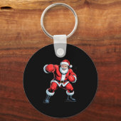 Santa Boxing Lover Funny Holiday Christmas Xmas Pa Sleutelhanger (Voorkant)