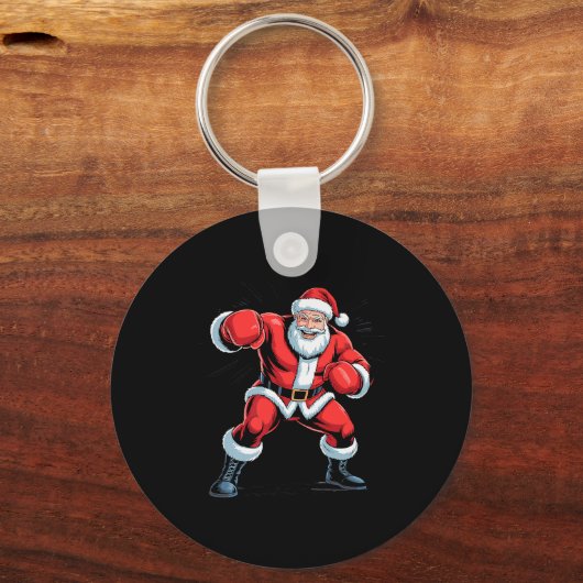 Santa Boxing Lover Funny Holiday Christmas Xmas Pa Sleutelhanger (Voorkant)