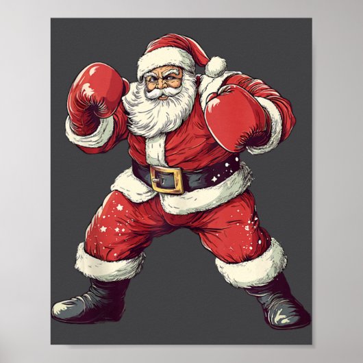 Santa Boxing Lover Funny Mma Muay Thai Boxer Chris Poster (Voorkant)