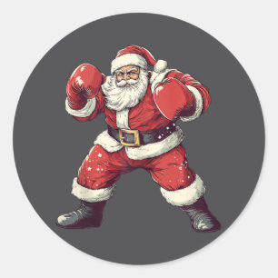 Santa Boxing Lover Funny Mma Muay Thai Boxer Chris Ronde Sticker