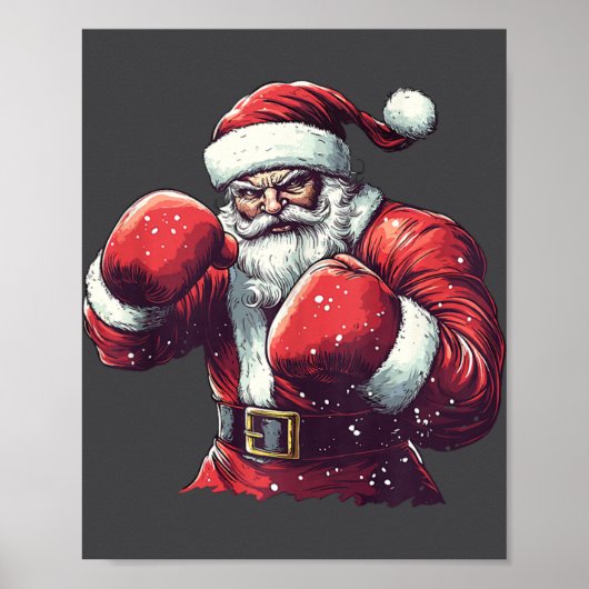 Santa Boxing Lover Mma Muay Thai Boxer Christmas X Poster (Voorkant)