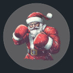 Santa Boxing Lover Mma Muay Thai Boxer Christmas X Ronde Sticker<br><div class="desc">Santa Boxing Lover Mma Muay Thai Boxer Kerstmis Pajama</div>