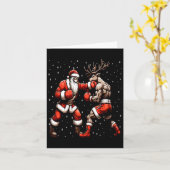 Santa Boxing Rendier Kersttrui Kaart (Gele Bloem)