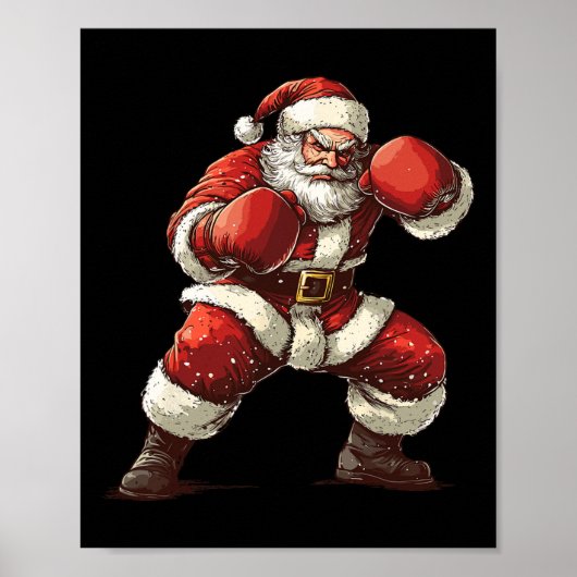 Santa Boxing Xmas Mma Muay Thai Lover Boxer Christ Poster (Voorkant)