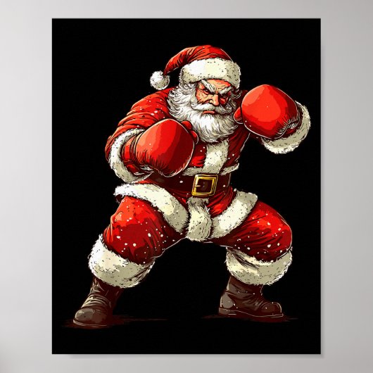 Santa Boxing Xmas Mma Muay Thai Lover Boxer Christ Poster (Voorkant)