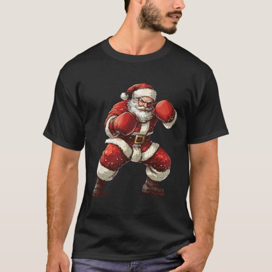 Santa Boxing Xmas Mma Muay Thai Lover Boxer Christ T-shirt (Voorkant)