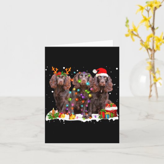 Santa Boykin Spaniel Dog Gorgeous Reindeer Christm Kaart (Gele Bloem)