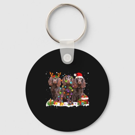 Santa Boykin Spaniel Dog Gorgeous Reindeer Christm Sleutelhanger (Voorkant)