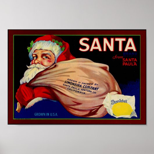 Santa Brand Lemons Ventura County California Fruit Poster (Voorkant)