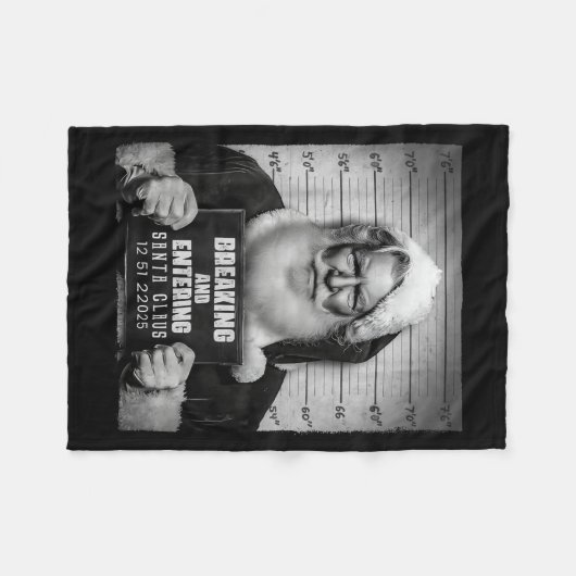Santa Breaking Entering Mugshot Funny Christmas Ho Fleece Deken (Voorkant (Horizontaal))