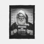 Santa Breaking Entering Mugshot Funny Christmas Ho Fleece Deken (Voorkant)