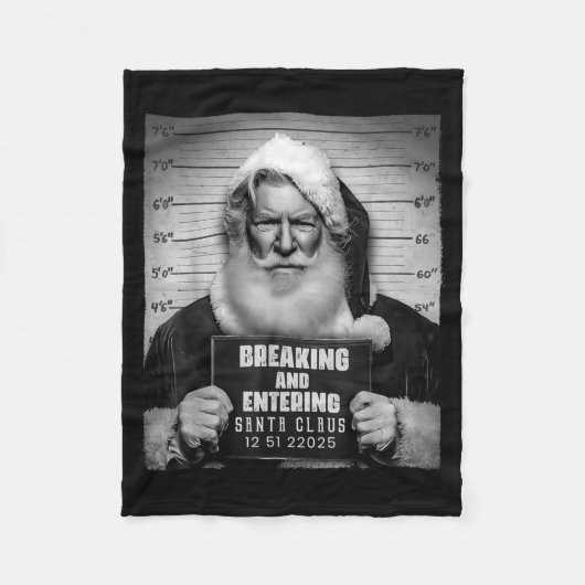 Santa Breaking Entering Mugshot Funny Christmas Ho Fleece Deken (Voorkant)