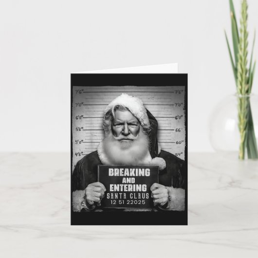 Santa Breaking Entering Mugshot Funny Christmas Ho Kaart (Voorkant)