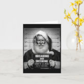 Santa Breaking Entering Mugshot Funny Christmas Ho Kaart (Gele Bloem)