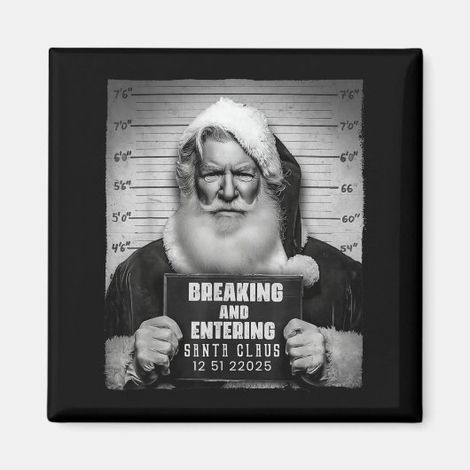 Santa Breaking Entering Mugshot Funny Christmas Ho Magneet (Voorkant)