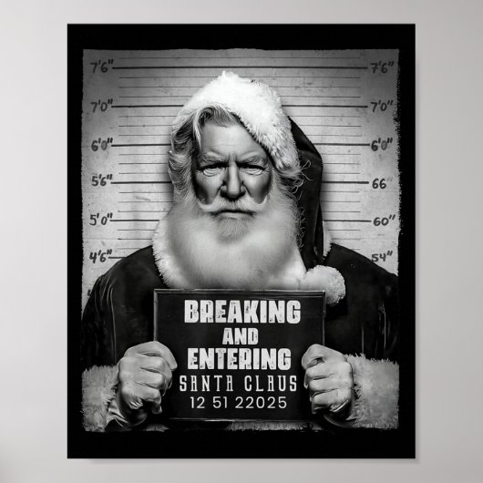 Santa Breaking Entering Mugshot Funny Christmas Ho Poster (Voorkant)