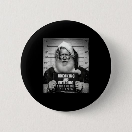 Santa Breaking Entering Mugshot Funny Christmas Ho Ronde Button 5,7 Cm (Voorkant)