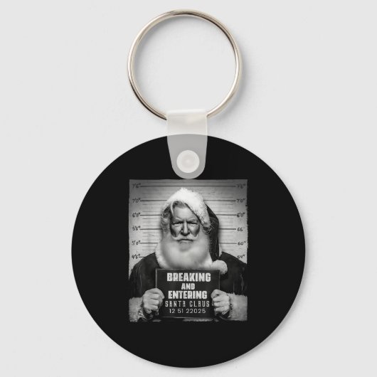 Santa Breaking Entering Mugshot Funny Christmas Ho Sleutelhanger (Voorkant)