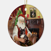 Santa-Brindle Franse Bulldog Keramisch Ornament (Links)