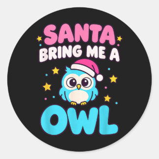 Santa Bring A Owl Christmas Funny Christmas Animal Ronde Sticker
