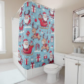 Santa Bring cadeau Douchegordijn (In situ)