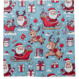 Santa Bring cadeau Douchegordijn