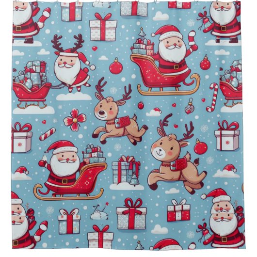 Santa Bring cadeau Douchegordijn (Voorkant)