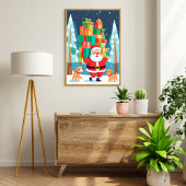 Santa Bringing Cadeaus en Puppies | Kunst aan de m Poster