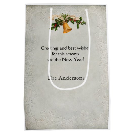  Santa Bringing Cadeaus gepersonaliseerd Medium Cadeauzakje (Achterkant)