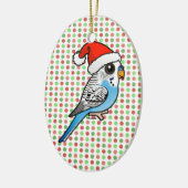 Santa Budgie Blue Keramisch Ornament (Links)