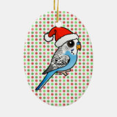 Santa Budgie Blue Keramisch Ornament (Achterkant)