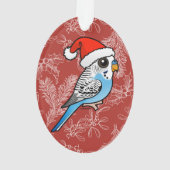 Santa Budgie Blue Ornament (achterkant)