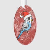 Santa Budgie Blue Ornament (voorkant)