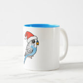 Santa Budgie Blue Tweekleurige Koffiemok (Voorkant rechts)