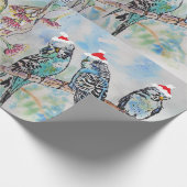Santa Budgie Budgies Floral Pattern Wrapping Paper Cadeaupapier (Hoek)