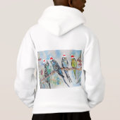 Santa Budgie Kerst Waterverf Schilderij Vogel (Achterkant)