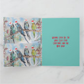 Santa Budgie Kerst Waterverf Schilderij Vogel Kaart (Binnen)