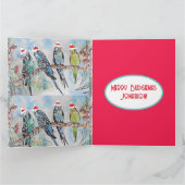 Santa Budgie Kerst Waterverf Schilderij Vogel Kaart (Binnen)
