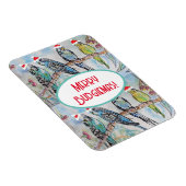 Santa Budgie Kerst Waterverf Schilderij Vogel Magneet (Rechterzijde)