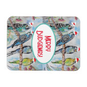 Santa Budgie Kerst Waterverf Schilderij Vogel Magneet (Horizontaal)