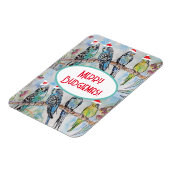 Santa Budgie Kerst Waterverf Schilderij Vogel Magneet (Linkerzijde)