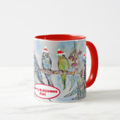 Santa Budgie Kerst Waterverf Schilderij Vogel Mok (Voorkant rechts)