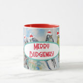 Santa Budgie Kerst Waterverf Schilderij Vogel Mok (Midden)