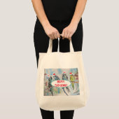 Santa Budgie Kerst Waterverf Schilderij Vogel Tote Bag (Voorkant (product))