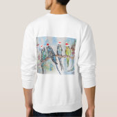 Santa Budgie Kerst Waterverf Schilderij Vogel Trui (Achterkant)