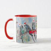 Santa Budgie Merry kerstnaam Mok Red (Links)