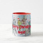 Santa Budgie Merry kerstnaam Mok Red (Midden)