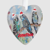 Santa Budgie Parrot Boys Name Ornament (voorkant)